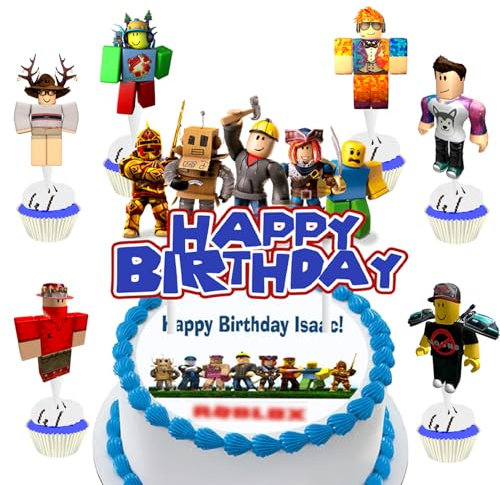 Rob-Lox Cake Toppers - Party Cupcake Decorations, 13 Pack for Children's Birthdays