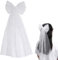 Faletony Braut Haarschleife Schleier Brautschleier JGA Schleier Weiße Perlen Brautschleier Hochzeit mit Haarspangen Schleier JGA Braut Party Dekoration Geschenke für Brautkleid JGA Verlobung