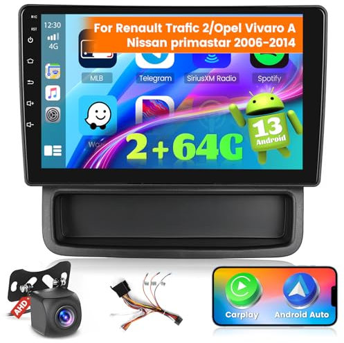 Ohradio 2G+64G Android 15 Radio Coche para Renault Trafic 2/Opel Vivaro A/Nissan Primastar 2006-2014 - Carplay Android Auto Inalámbrico - 10,1 Pantalla Táctil 2 DIN con WiFi GPS FM/RDS BT SWC+Cám+MIC