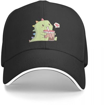 OOAXBEED Basecap Süßer Dino mit Regenbogen Spikes liebt Bubble Tea Baseball Cap Papamütze Kindermütze Streetwear Pferdemütze Jungenmütze Damen