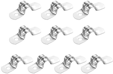 sourcing map 24Pcs Rigid Pipe Straps, 8mm(0.31) 304 Stainless Steel 2 Hole U-Shaped Bracket Tube Hanger Pipe Clamps for Fixing Pipe Cable