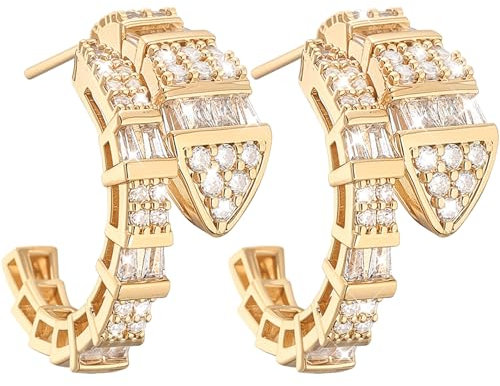 Goldene Damen Ohrringe Gold Stecker Ohrstecker, 18K Damenohrringe mit Zirkonia Silber Ohrringe Damen 925 Hypoallergene, Geschenk für Frauen