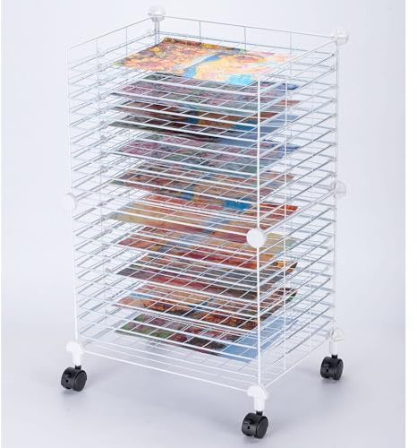 FDSDEFEN Art Drying Rack, 20 Shelves, Metal, Wall-Mounted, Ideal for Artists & Teachers