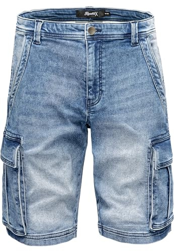 REPUBLIX Herren Cargoshorts Männer Kurze Bermuda Jeans Hose Regular Fit R7040 Hellblau W33