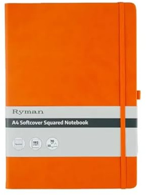 Ryman A4 Soft Cover Squared Notebook (Orange)