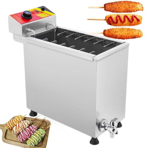 Gewerbliche fritteuse Kommerzielle Fritteuse Cheese Hot Dog - Elektrisch mit 12 Haken für Corn Dogs - Kommerzielle Gas Fritteuse Einzeltank für Food Trucks und Veranstaltungen