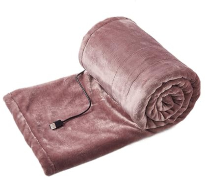 AHDFY USB Throw Electric Blanket, Heated Blanket Portable Electric Throw, Cordless Heated Throw, 3 Heating Levels, Fast Heating & Machine Washable,Pink,180×80cm