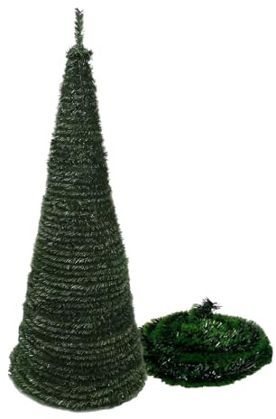 Almalux Árbol de Navidad PopUp - Desplegable, 150, 180 y 210 cm, Verde con Decoraciones, Plegable, Montaje Rápido, Uso Interior, Base Sólida (Verde sin decoración, 150 cm)