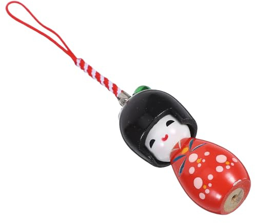 Mikikit Pendentif Poupée Kimono Japonerie en Bois Moyen, Porte-clés Décoratif Rouge, Accessoire Léger pour Téléphone Portable et Paquet, Ornement Japonerie Mignon pour Fête et Cartable