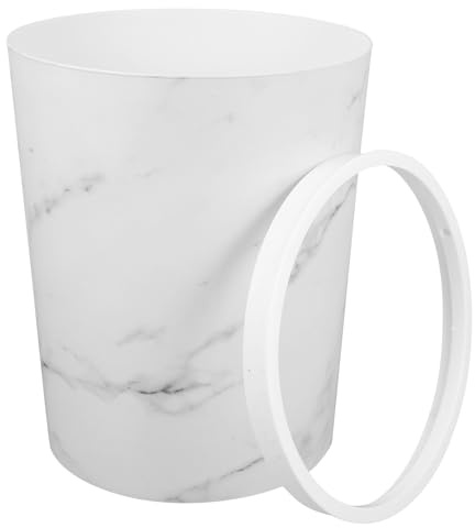 GALPADA Poubelle Intérieure Design Marbre Blanc avec Grosse Capacité, Matériau Pp Résistant et Forme Ronde Cuisine et Salon