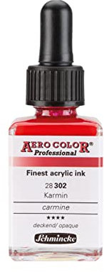 Schmincke - AERO COLOR® Professional, Karmin, 28 ml, 28 302 023, feinst-flüssige, farbstarke Acrylfarbe für Acrylmalerei, Airbrush, Mixed Media