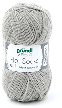Hot Socks Uni ,4-fach-Wolle 02 Kieselgrau Uni