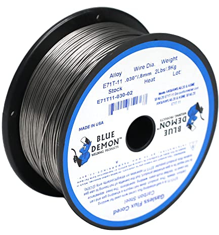 Blue Demon E71T-11 X .030 X 2LB Spool gasless flux core welding wire, 0.03, Silver