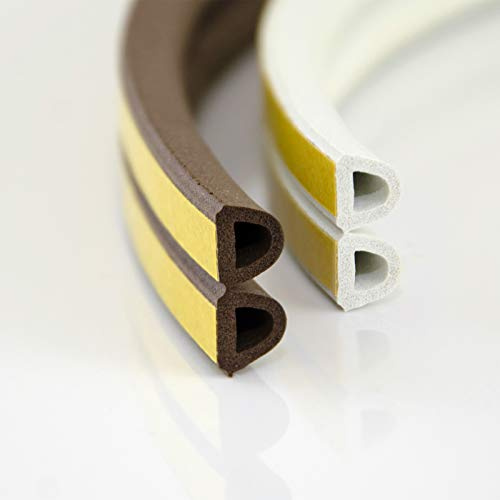 DQ-PP Fensterdichtung – 1 Meter – Weiß – selbstklebend – Profil D 9x7,5 Millimeter – Dichtband Dichtungsband – klebend Isolierband Klebedichtung Gummi Fensterdichtband