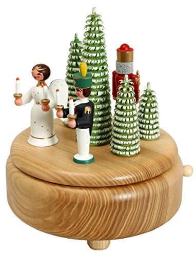 Rudolphs Schatzkiste Spieldose mit Engel Bergmann und Nußknacker BxHxT 13x15,5x13 cm NEU Spieluhr Spielwerk Musikdose Musik Figur Seiffen Erzgebirge Holz Dekoration Weihnachten