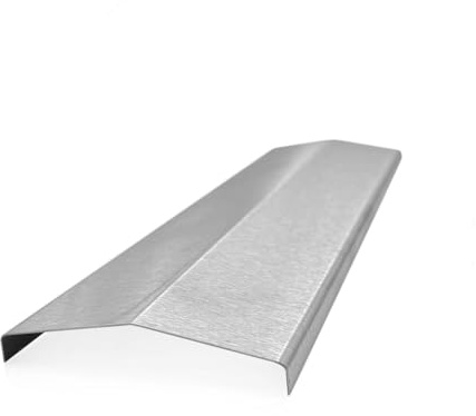 Edelstahl Aromaschiene 365mm (36,5cm) lang Flammenverteiler Gasgrill Flammenblech 0,8mm V2A K240 (Schenkel: 75x75mm, Grad: 80°)