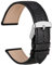 WOCCI 22mm Bracelet Montre Cuir pour Femme et Homme, Alligator Gaufré, Boucle Argent (Noir)