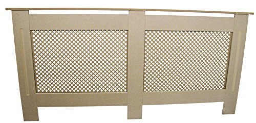 Radiator Cover Natural Unfinished MDF Wood Trellised Grill Modern Heating Home Furniture Cabinet Shelf 1720mm
