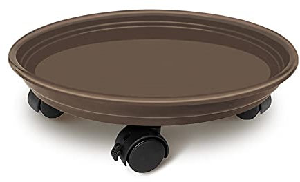 JzNova Plante Palette Caddy Roues, Pot de Fleurs Rond Mover, intérieur, Pot de Fleurs à Rouler Dolly sur roulettes, extérieur, Chariot de Pot de Fleurs Plateau Dessous de Verre, Marron 1 Pack Marron
