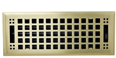 Madelyn Carter Contemporary Artisan Style Vent Cover, Solid Cast Steel Interior, Controls Air Flow, 4 x 12 inches (Overall Face: 5.25 x 13.5 inches), Brushed Brass