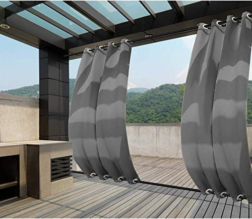 Clothink Outdoor Vorhang Ösen Oben Unten Anti-Verblassen Windschutz Sonnenschutz Sichtschutz Wetterfest, Terrasse Balkon Pergola (Grau, 132x275cm)