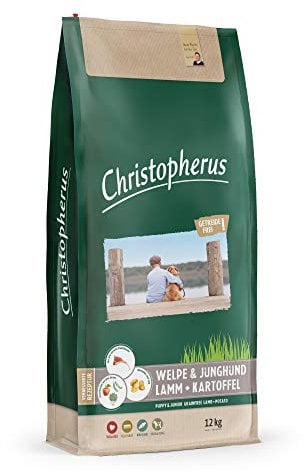 Christopherus Grainfree Trockenfutter für Welpen und Junghunde, Für kleine bis große Rassen, Lamm + Kartoffel, 12 kg