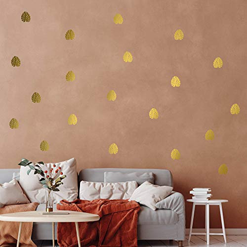 Wandaufkleber Set Stickerset Metallic Optik Monstera Blätter/gold