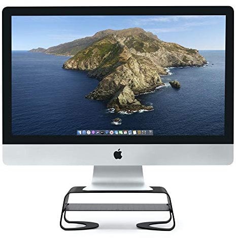 Twelve South Curve Riser Monitor Stand | Ergonomic desktop stand with storage shelf for iMac and Displays, matte black
