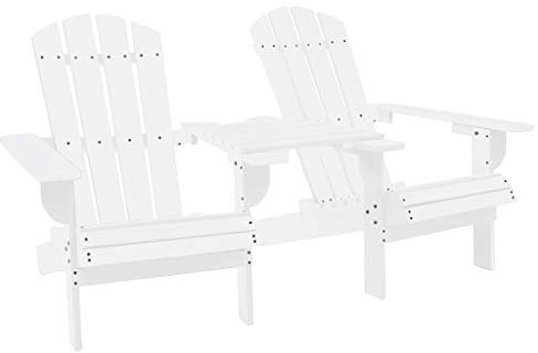 Tidyard Gartenstuhl aus Tannenholz - Deluxe Edition, Adirondack-Stuhl, witterungsbeständig, hohe Rückenlehne Sitzfläche, Weiß