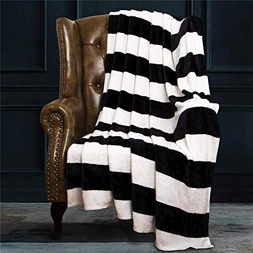 Leichte Flanell Decke, Morbuy Kuscheldecke hochwertige Flauschige Gewichtsdecke Feinste Tagesdecke Wohndecke Mikrofaserdecke Couch-Decke Reisedecke (150x220cm,Schwarz-Weiss)