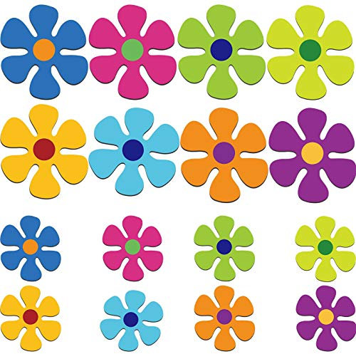 Car Magnet Decorations Magnetic Flower Decals Fridge Magnets 60s Multi-Color Flower Cutout Magnet for Car Home Wall Whiteboard Refrigerator (16 Pieces,3.9 x 3.9 Inch, 2.2 x 2.2 Inch)