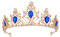 Vofler Gold Tiara Crown with Sapphire - Baroque Vintage Crystal Blue Rhinestone Headband for Women Queen Ladies Girl Bride Princess Birthday Wedding Pageant Prom Homecoming Halloween Costume Party