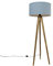 Qazqa - Landhaus I Vintage Ländliches Stativ Vintage Holz mit hellblauem Farbton 50 cm - Tripod I Dreifuß Lampe I Dreifuss Classic I Wohnzimmer I Schlafzimmer - Rund - LED geeignet E27