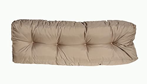 Haus und Deko Palettensitzkissen Rückenkissen 120x40 cm beige Natur Outdoor Indoor Palettenauflage Polster gesteppt wasserabweisend