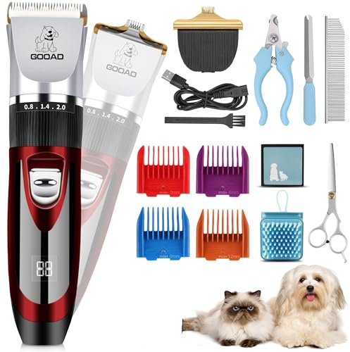 Tosatrice per cani, tagliacapelli senza fili per cappotti spessi, kit professionale per la toelettatura del cane, rasoio per cani a basso rumore, silenzioso, per cani e gatti