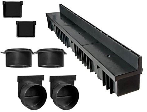 S-lon Schlitzrinne Set | 3 m | Typ 70 (Höhe 158 mm) | schwarz (Entwässerungsrinnen)