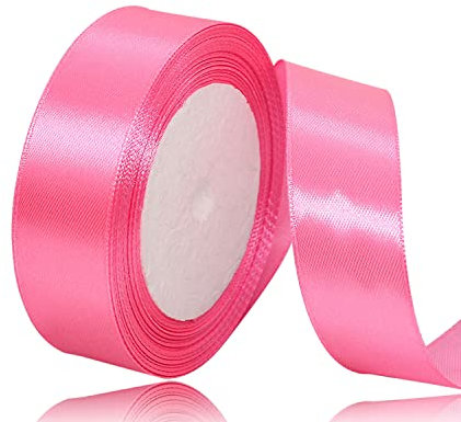 Satinband Hot Pink 25mm, 22 Meters Dekoration Geschenkband breit Schleifenband, Stoffband für Hochzeit, Taufe und Geburtstag Geschenke