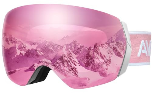 AVAWAY Skibrille Snowboard Brille für Brillenträger Herren Damen Erwachsene Jugendliche OTG UV-Schutz Kompatibler Helm Anti Fog Skibrillen Sphärisch Verspiegelt