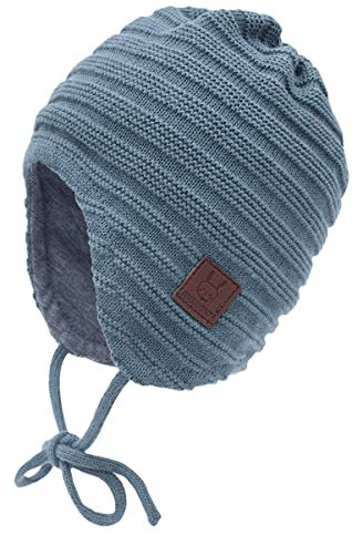 maximo Strickmütze aus GOTS zert.BW z. binden in Jeansblau mit BW Jersey Futter 372500 (as3, Numeric, Numeric_43)