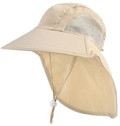Cysocool Kinder UV Schutz Safari Sonnenhut mit Nackenschutz 4-13 Jahre Mädchen Jungen Sommermütze mit Breiter Krempe UPF 50+ Kind Sonnenschutz Boonie Hut Junior Strand Radfahren Legionärskappe