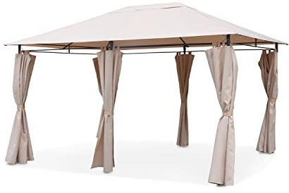 Alice's Garden - Tonnelle 3x4 m - Divio - Toile Beige - Pergola avec Rideaux. Tente de Jardin. Barnum. chapiteau. réception
