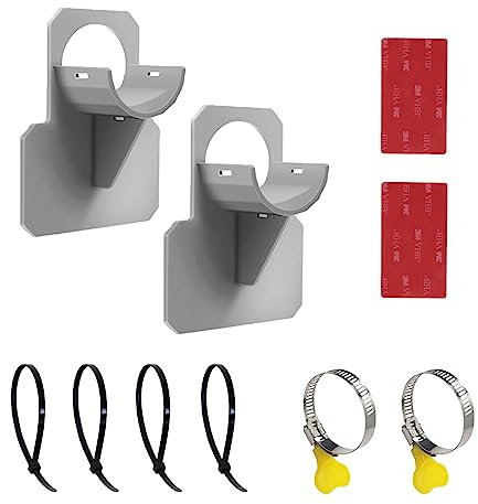Zueyen 2 Stück Schlauchhalter Pool,Knickschutz aus Kunststoff,Zubehör mit Edelstahl Schlauchschelle,für Intex Pools mit 30-37mm Anschlüssen (Grau)