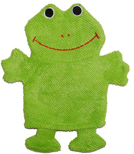 alles-meine.de GmbH 2 in 1: Waschhandschuh + Handpuppe Frosch für Kinder Handspielpuppe Handpuppen Tier Baby Waschlappen