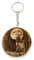 Promotech Porte-clés en bois gravé au laser à la main Loup à la pleine lune, Bois naturel, W5L5