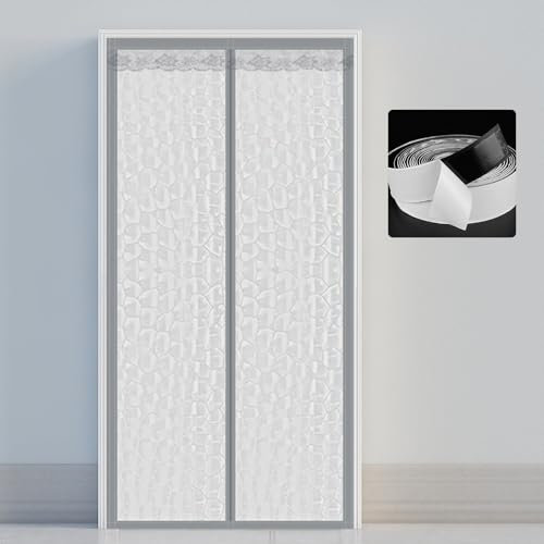 Cortina de Protección Aislante EVA 95x200cm, Aislante de Protección Cortina de la Puerta Cinta Mágica para Supermercado Centro Comercial, Translúcido（gris -G）