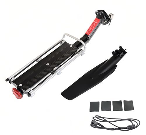 Chesoon Porte-Bagages pour vélo Ouverture Rapide Alliage d'aluminium avec Garde-Boue, réflecteur et Sangle élastique Capacité 20lbs/9kgs