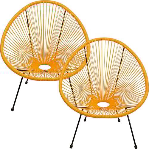 Kare Design Gartenmöbel Set Acapulco, 2er Set, Orange, Indoor und Outdoor Sitzgruppe im Retro-Design, 2X Sessel, Gartenstühle, Lounge-Möbel für Balkon, Garten, Terrasse, Stahl, 85x73x78 cm (H/B/T)
