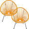 Kare Design Gartenmöbel Set Acapulco, 2er Set, Orange, Indoor und Outdoor Sitzgruppe im Retro-Design, 2X Sessel, Gartenstühle, Lounge-Möbel für Balkon, Garten, Terrasse, Stahl, 85x73x78 cm (H/B/T)