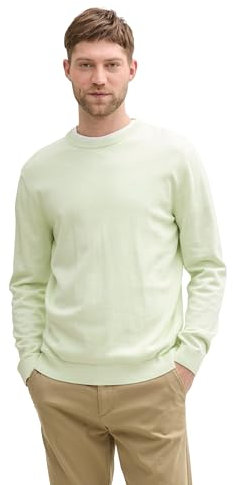 TOM TAILOR Herren 1039810 Strickpullover mit Crewneck, 37708-Sweet Lime Light Melange, Large