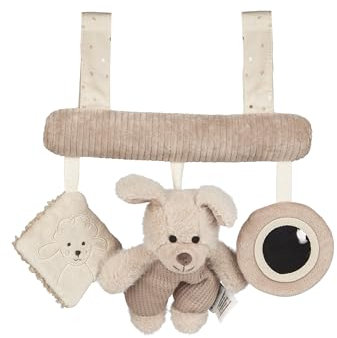 Sterntaler Spielzeug zum Aufhängen Bauernhof - Babyspielzeug zum Aufhängen am Kinderbett, mit Rassel und Spiegel, Kinderwagenspielzeug mit Klettverschluss, Baby Mobile, sandfarben